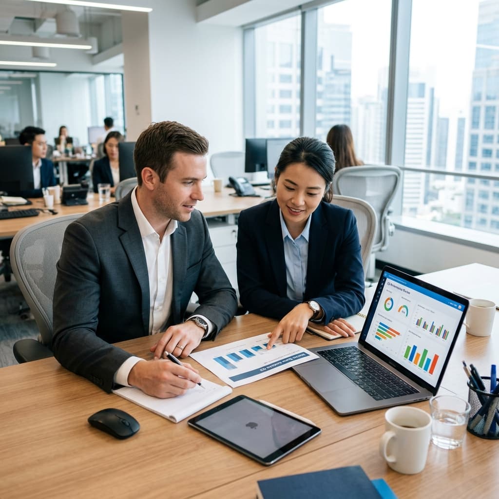 Blesstech consultants reviewing SAP analytics and implementation plans